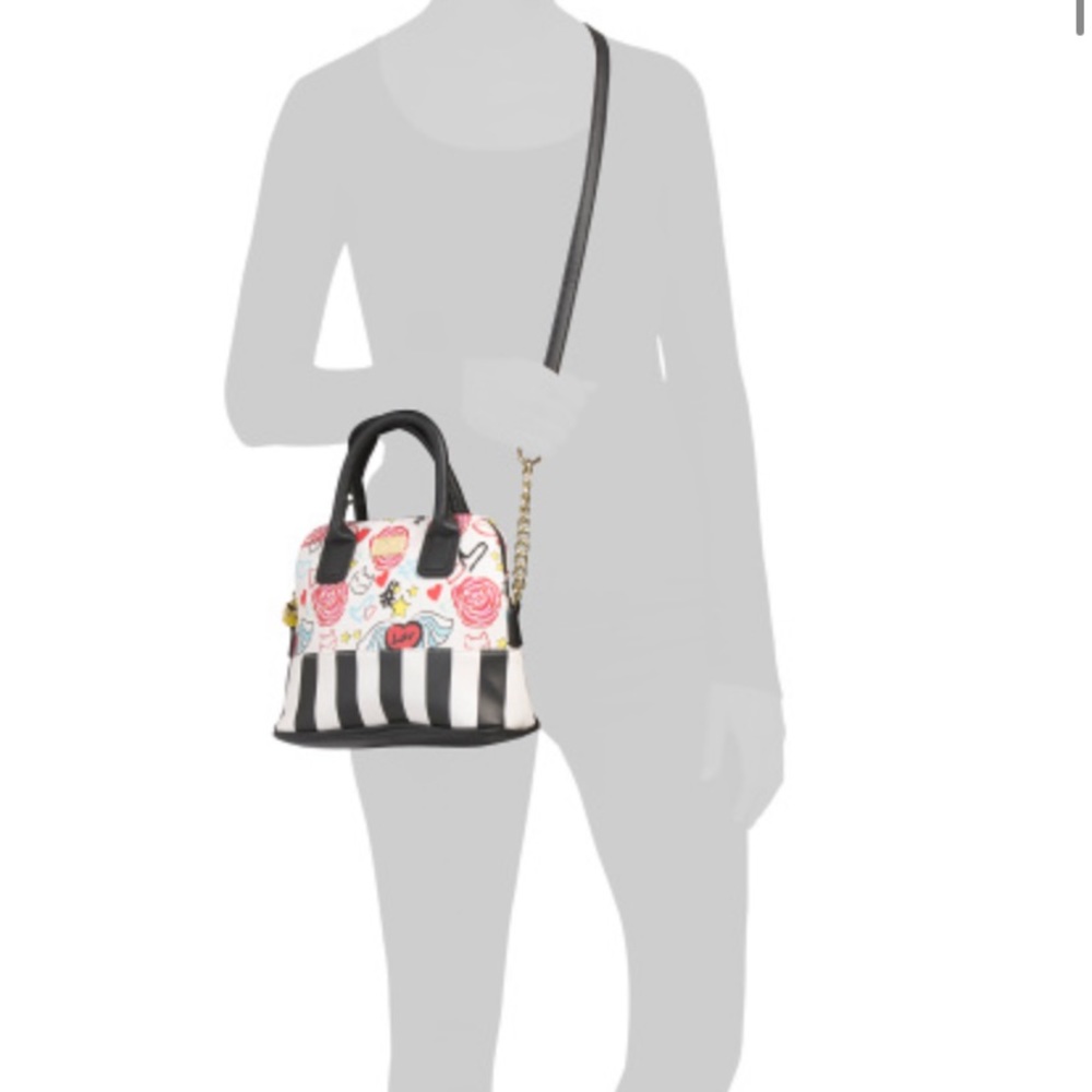 🔥NWT. Betsey Johnson Satchel doodle Black stripes - Picture 11 of 13